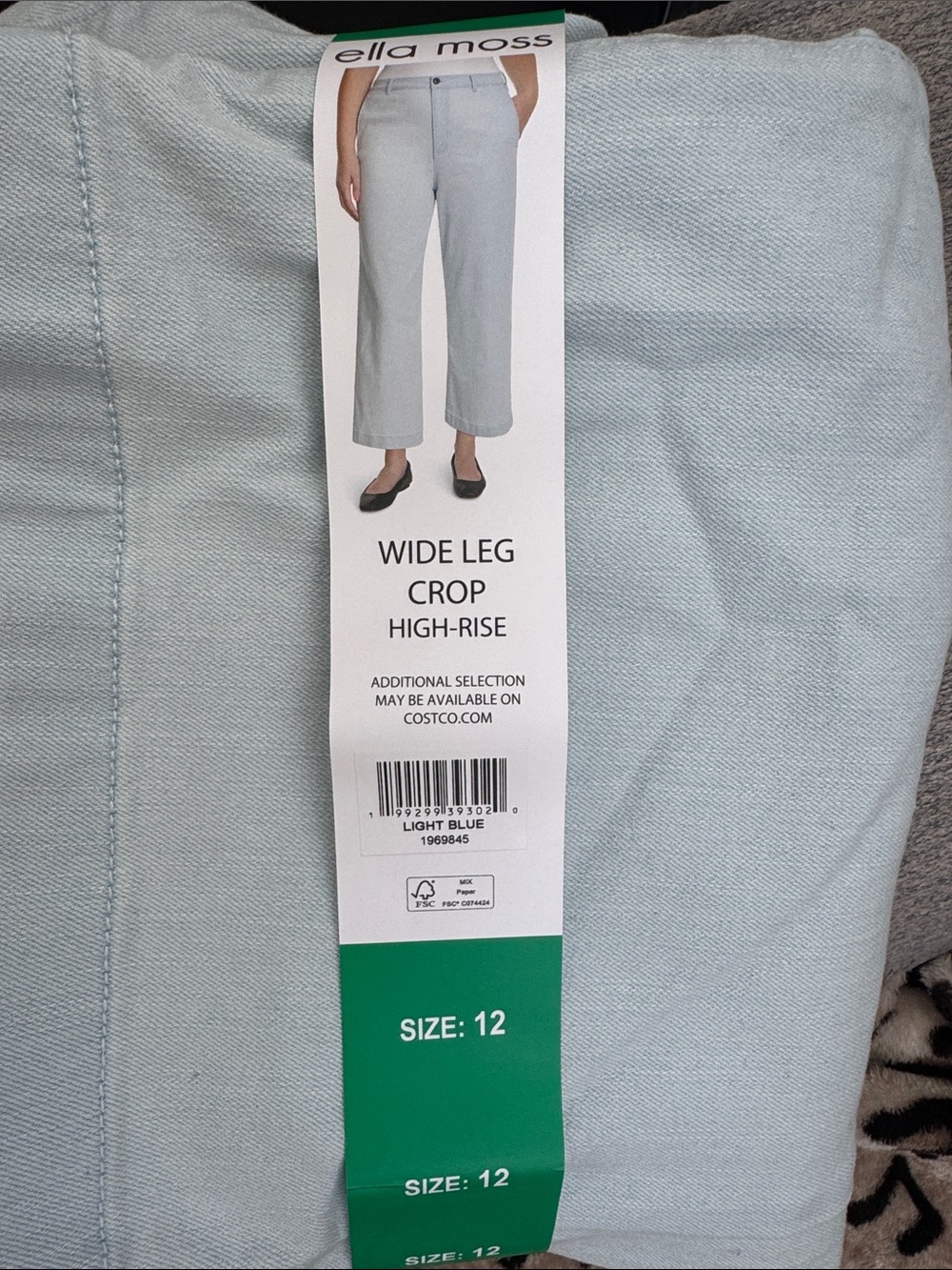 Ella Moss Light Blue Wide-Leg Crop High-Rise Pants